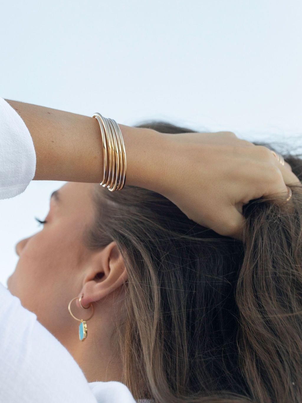 Gold Bracelet - Plain Bold Gold Cuff Bracelet - Maui - ke aloha jewelry