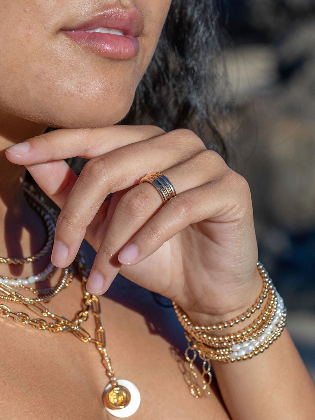 Rings - Plain Bold Gold Stack Ring - Maui - ke aloha jewelry