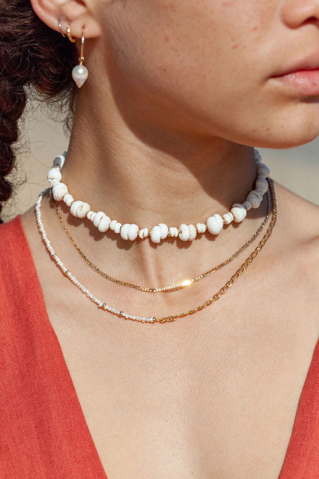 Gold Necklace - Puka Shell Choker Necklace - Keone - ke aloha jewelry