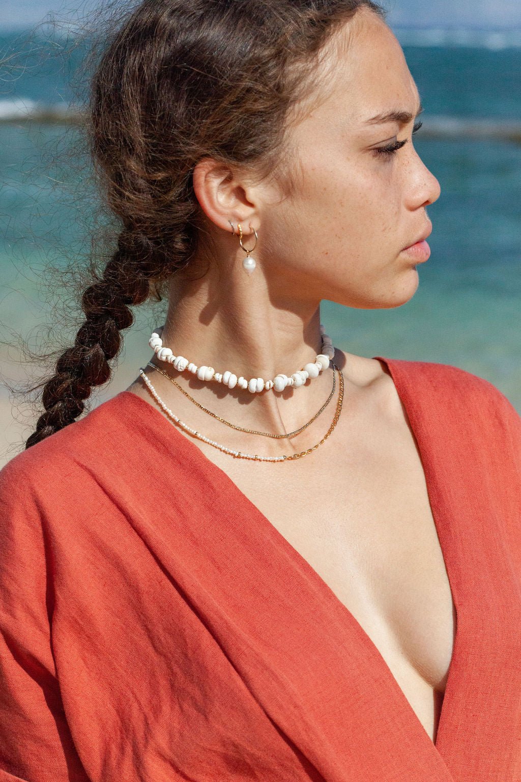 Gold Necklace - Puka Shell Choker Necklace - Keone - ke aloha jewelry