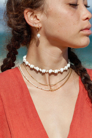 Gold Necklace - Puka Shell Choker Necklace - Keone - ke aloha jewelry