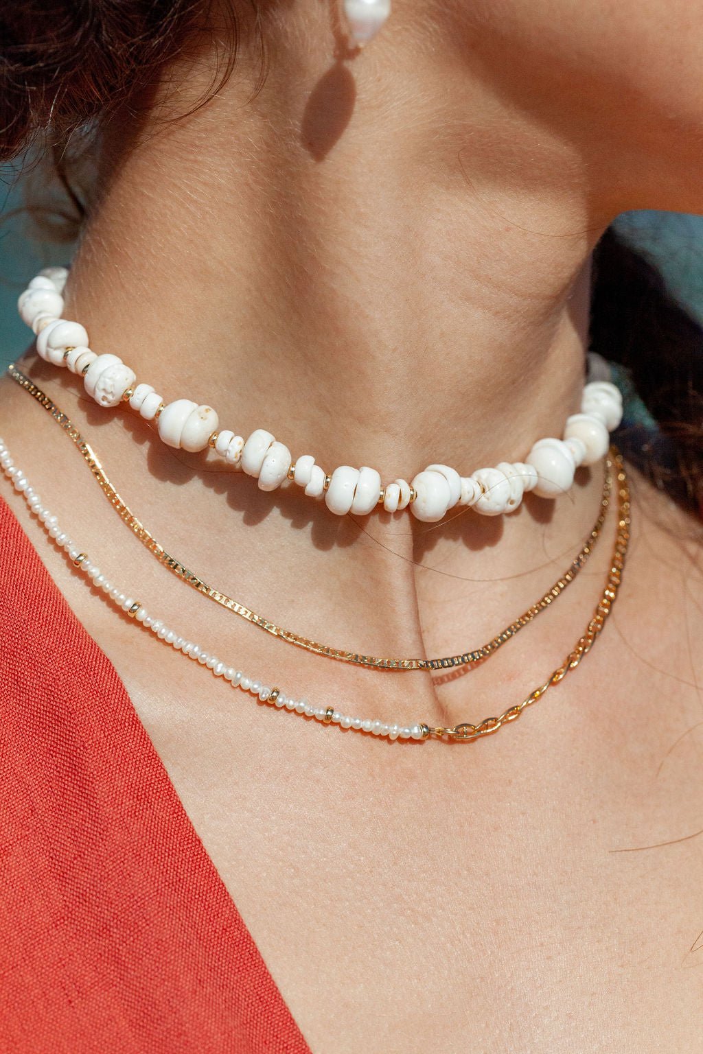 Gold Necklace - Puka Shell Choker Necklace - Keone - ke aloha jewelry