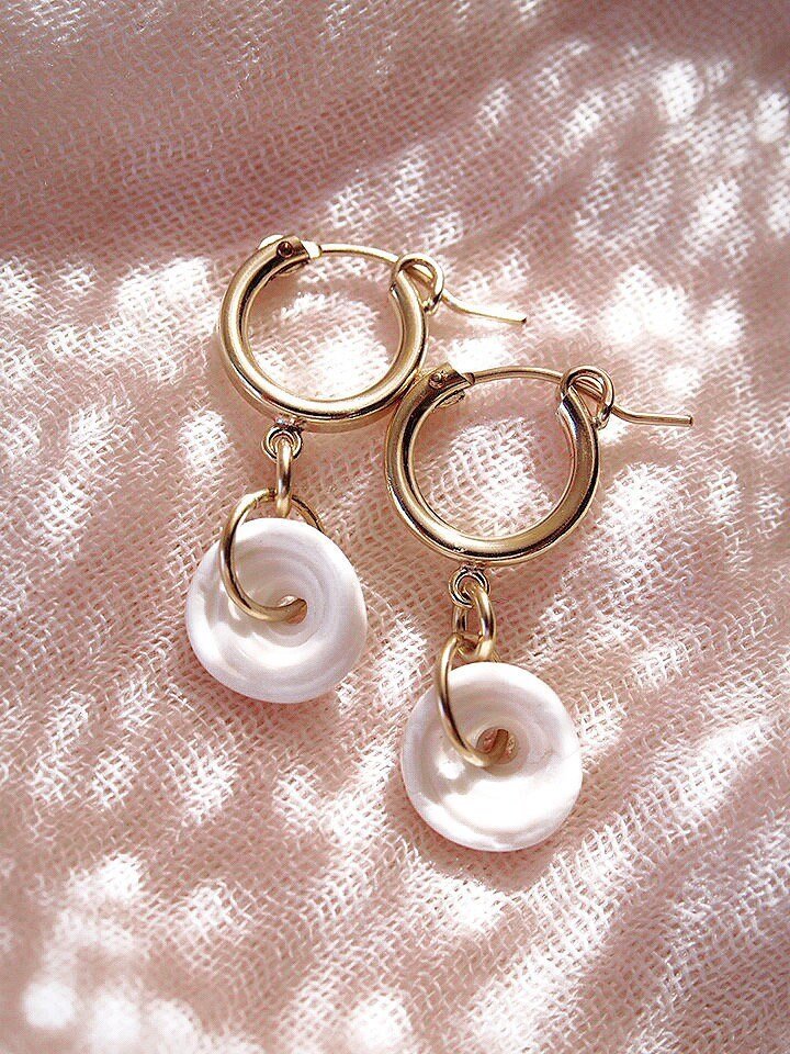 - Puka Shell Hoop Earrings - Kahale - ke aloha jewelry