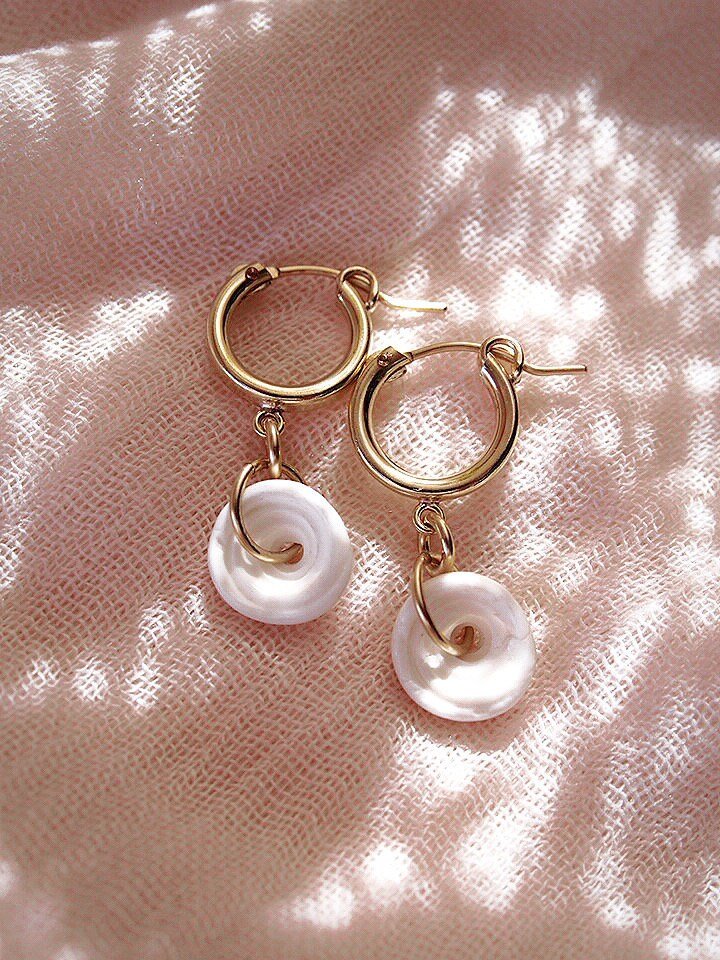 - Puka Shell Hoop Earrings - Kahale - ke aloha jewelry