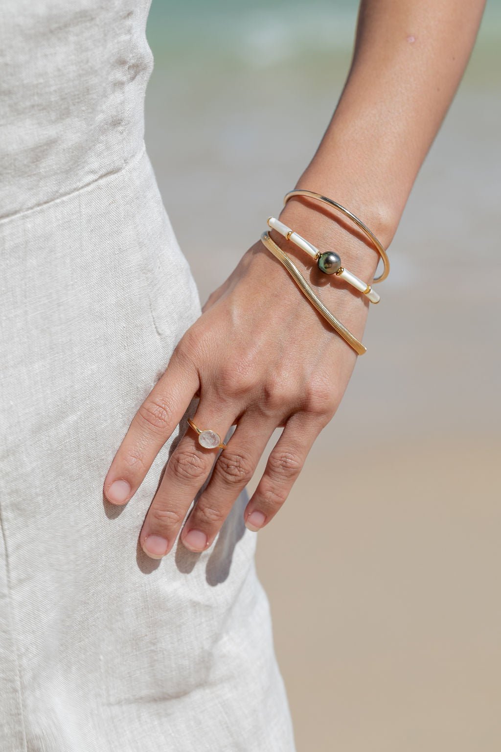 Rings - Rose Cut Rainbow Moonstone Ring - Hokulani - ke aloha jewelry