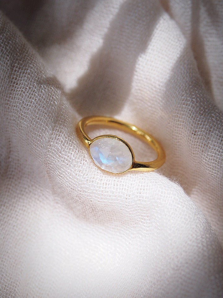 Rings - Rose Cut Rainbow Moonstone Ring - Hokulani - ke aloha jewelry