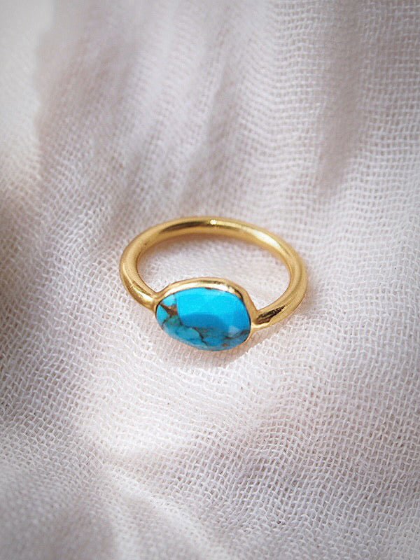 Rings - Rose Cut Turquoise Ring - Malu - ke aloha jewelry