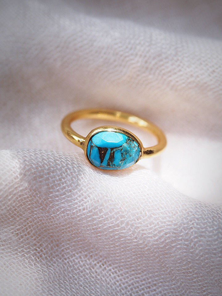 Rings - Rose Cut Turquoise Ring - Malu - ke aloha jewelry
