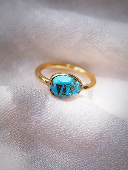 Rings - Rose Cut Turquoise Ring - Malu - ke aloha jewelry