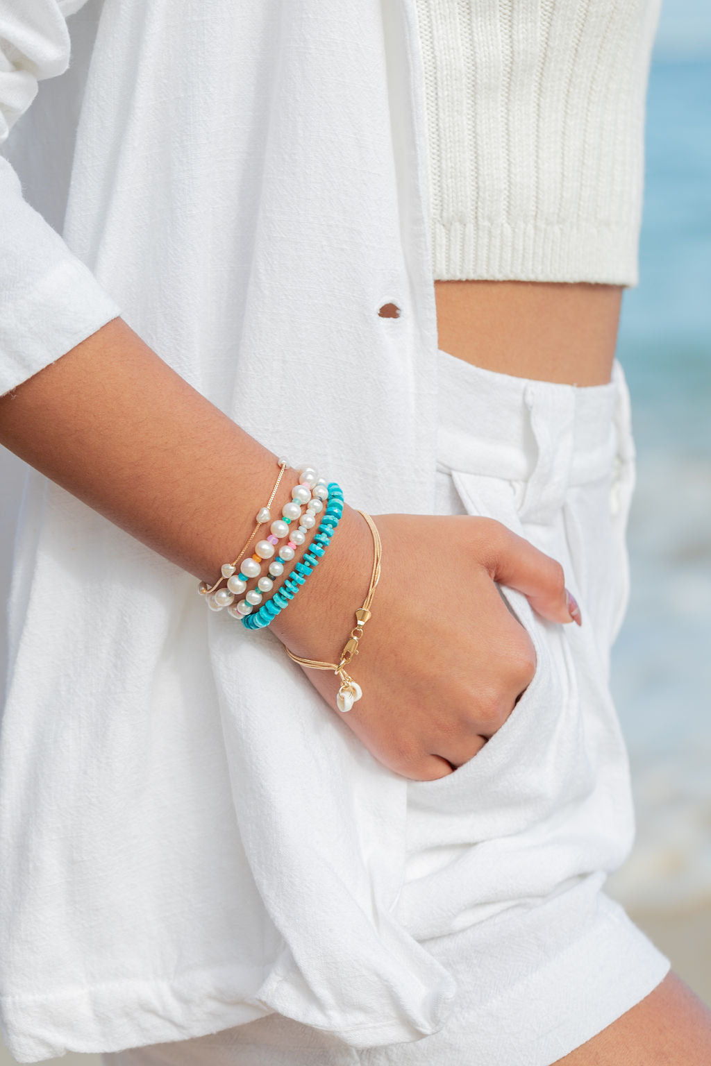 Sale - Rainbow Opal and Pearl Bracelet - Makalani