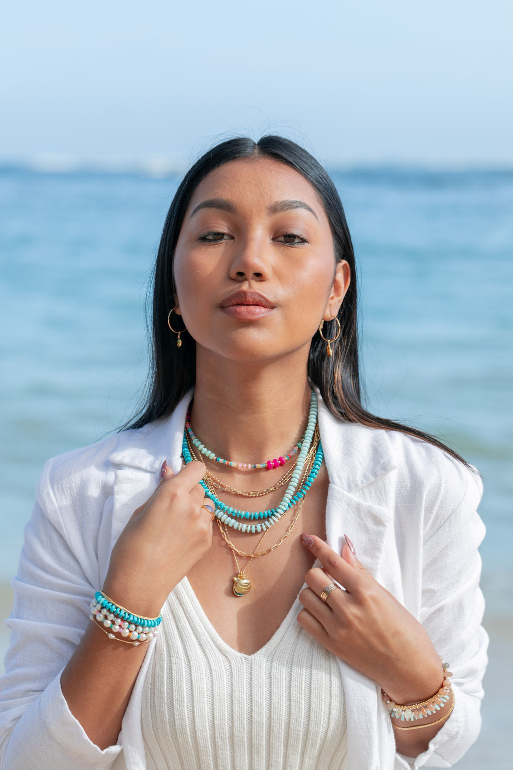 Sale - Peruvian Blue Opal Brown Moonstone Necklace - Kekepania