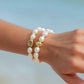 Sale - Stretchy Gold Nugget and Pearl Bracelet - Nohealani