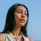 Sale - Statement White Pearl Necklace with Gold Shell Pendant - Kawai