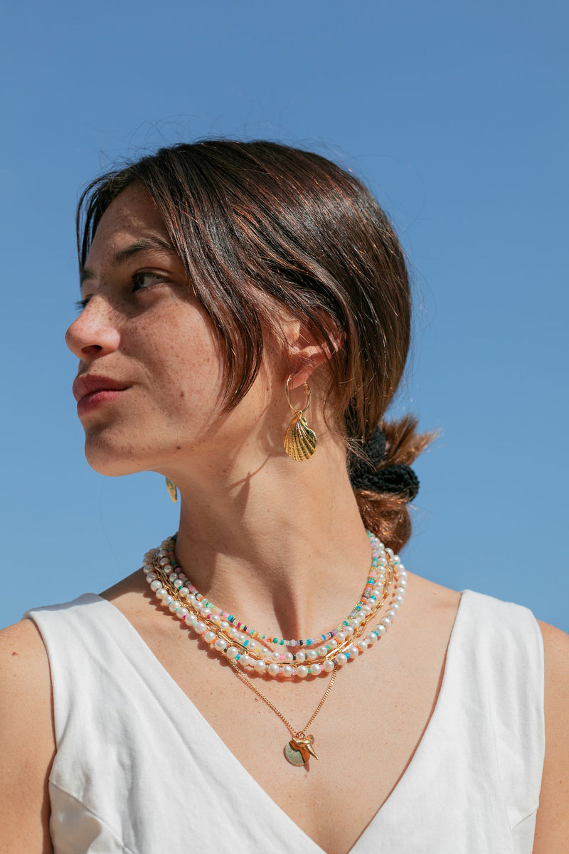 Rainbow Opal and Pearl Necklace Makalani ke aloha jewelry