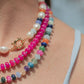 Sale - Chunky Candy Gemstone and Pearl Necklace - Momona
