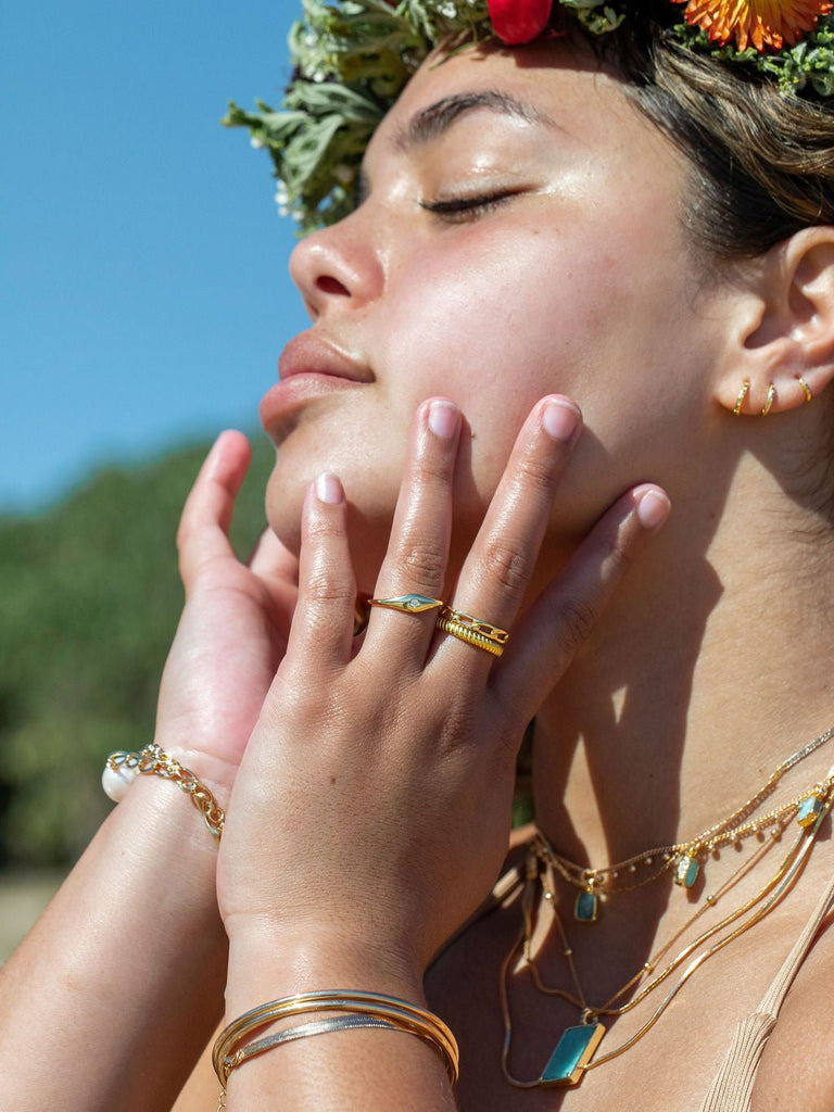 Rings - Sale - Modern Gold Chain Ring - Aukanai'i - ke aloha jewelry