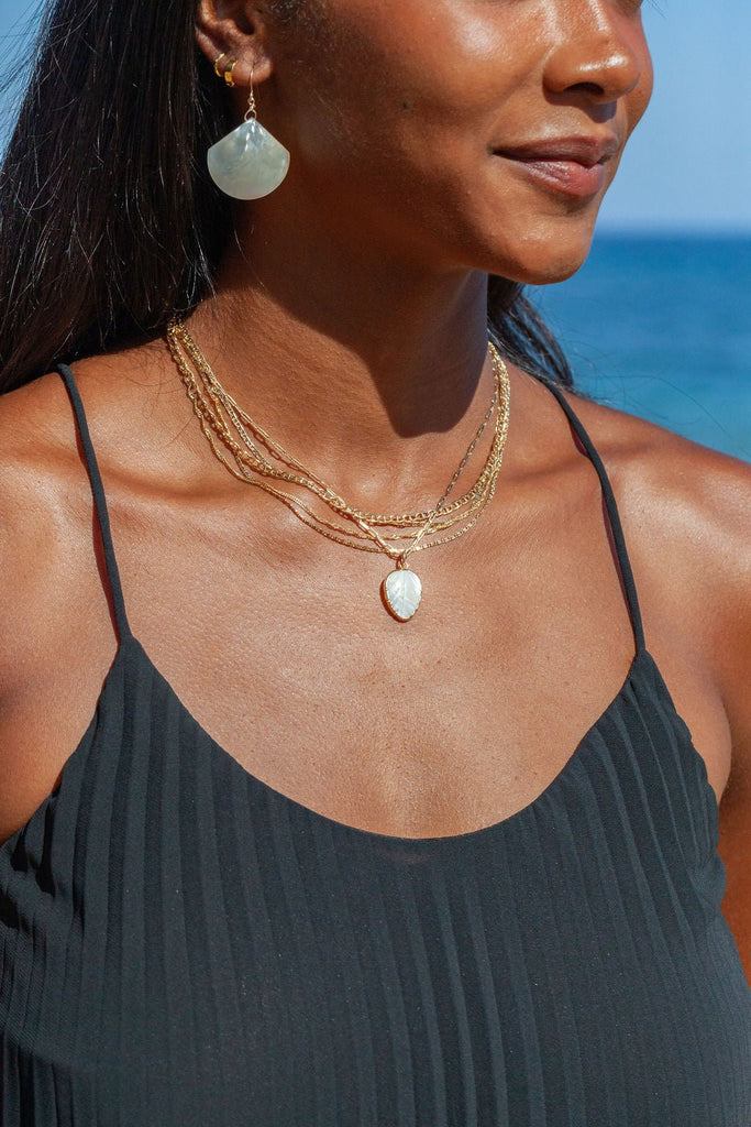 Gold Necklace - Shell Leaf Necklace - Alani - ke aloha jewelry