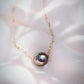 Gold Necklace - Single Floating Tahitian Pearl Necklace - Mililani - ke aloha jewelry