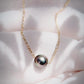Gold Necklace - Single Floating Tahitian Pearl Necklace - Mililani - ke aloha jewelry