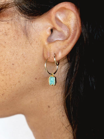 Earrings - Small Amazonite Hoop Earrings - ke aloha jewelry