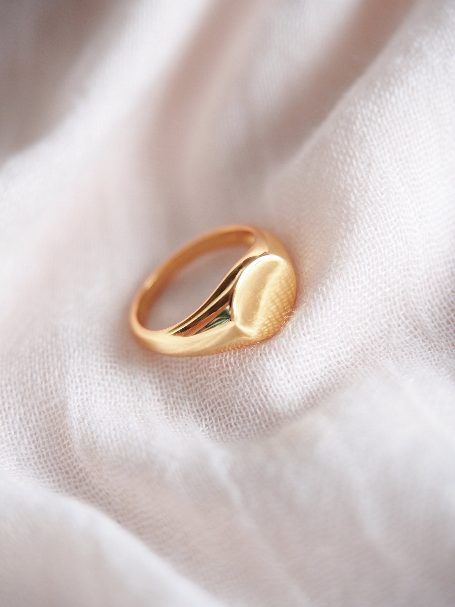 Rings - Statement Gold Signet Dome Ring - Kameli - Ke Aloha Jewelry