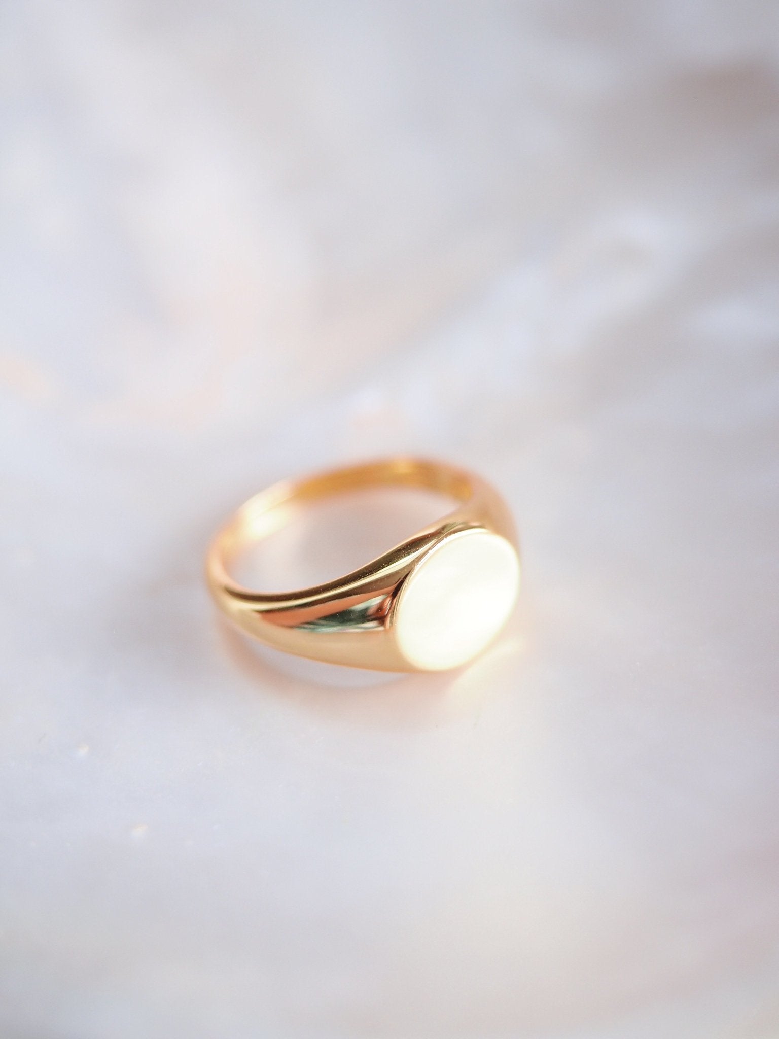 Rings - Statement Gold Signet Dome Ring - Kameli - Ke Aloha Jewelry
