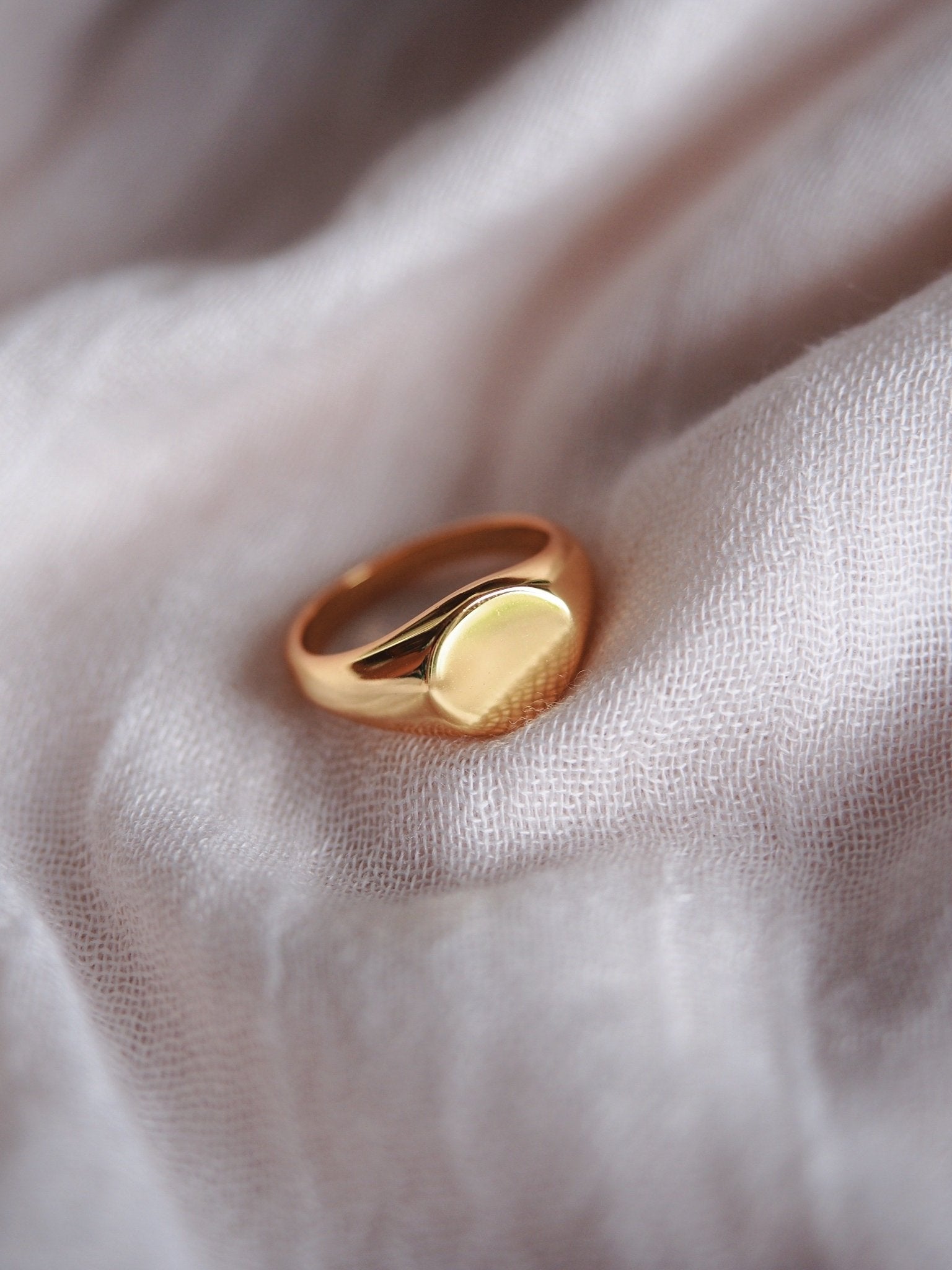 Rings - Statement Gold Signet Dome Ring - Kameli - Ke Aloha Jewelry