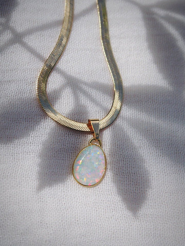Gold Necklace - Statement Opal Necklace - Hokupa'a - ke aloha jewelry