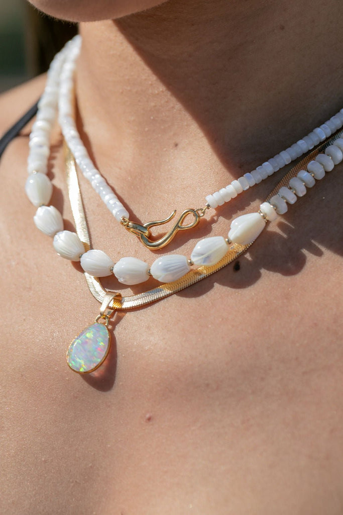 Gold Necklace - Statement Opal Necklace - Hokupa'a - ke aloha jewelry
