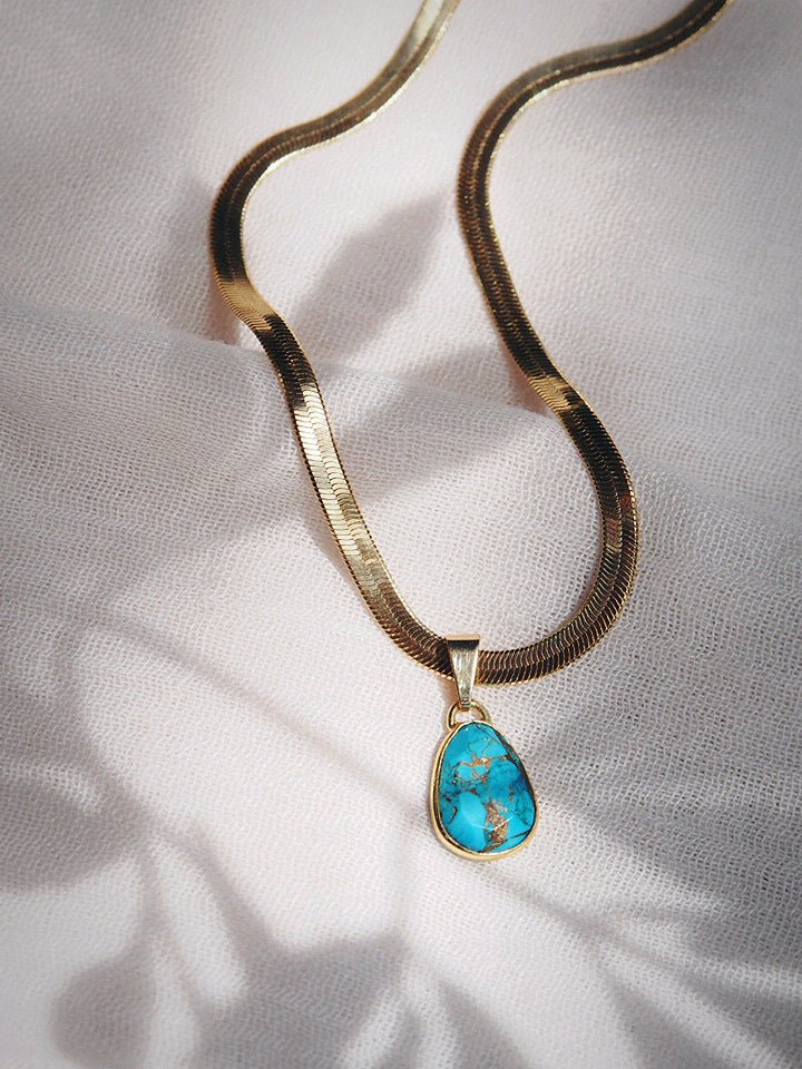 Gold Necklace - Statement Turquoise Necklace - Kaimi - ke aloha jewelry