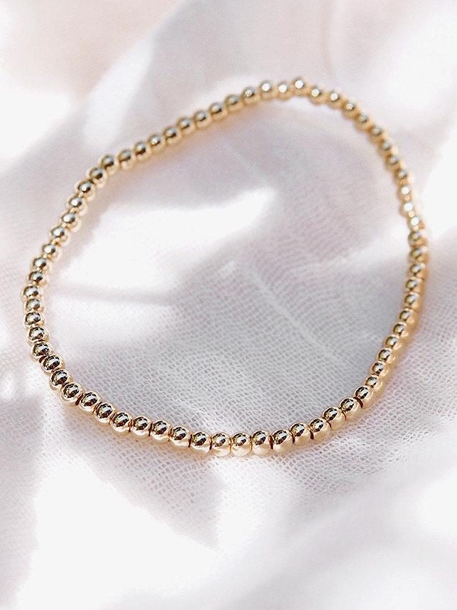 Gold Bracelet - Stretch 14kt Gold Filled Bead Bracelet - Lana - ke aloha jewelry