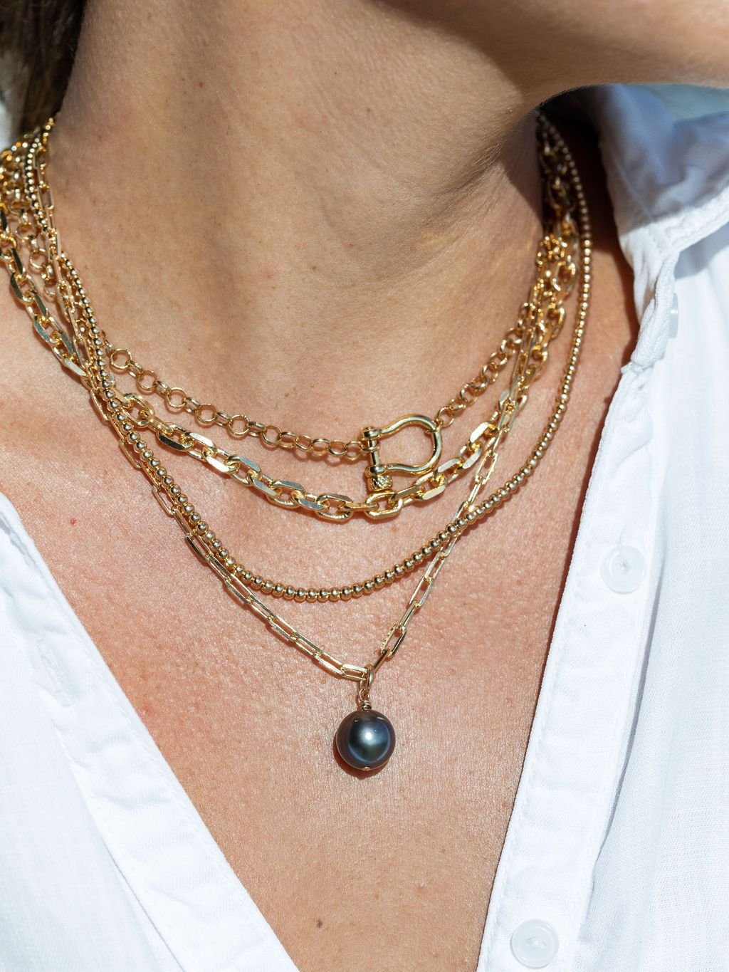 Gold Necklace - Tahitian Pearl Necklace - Moani - ke aloha jewelry