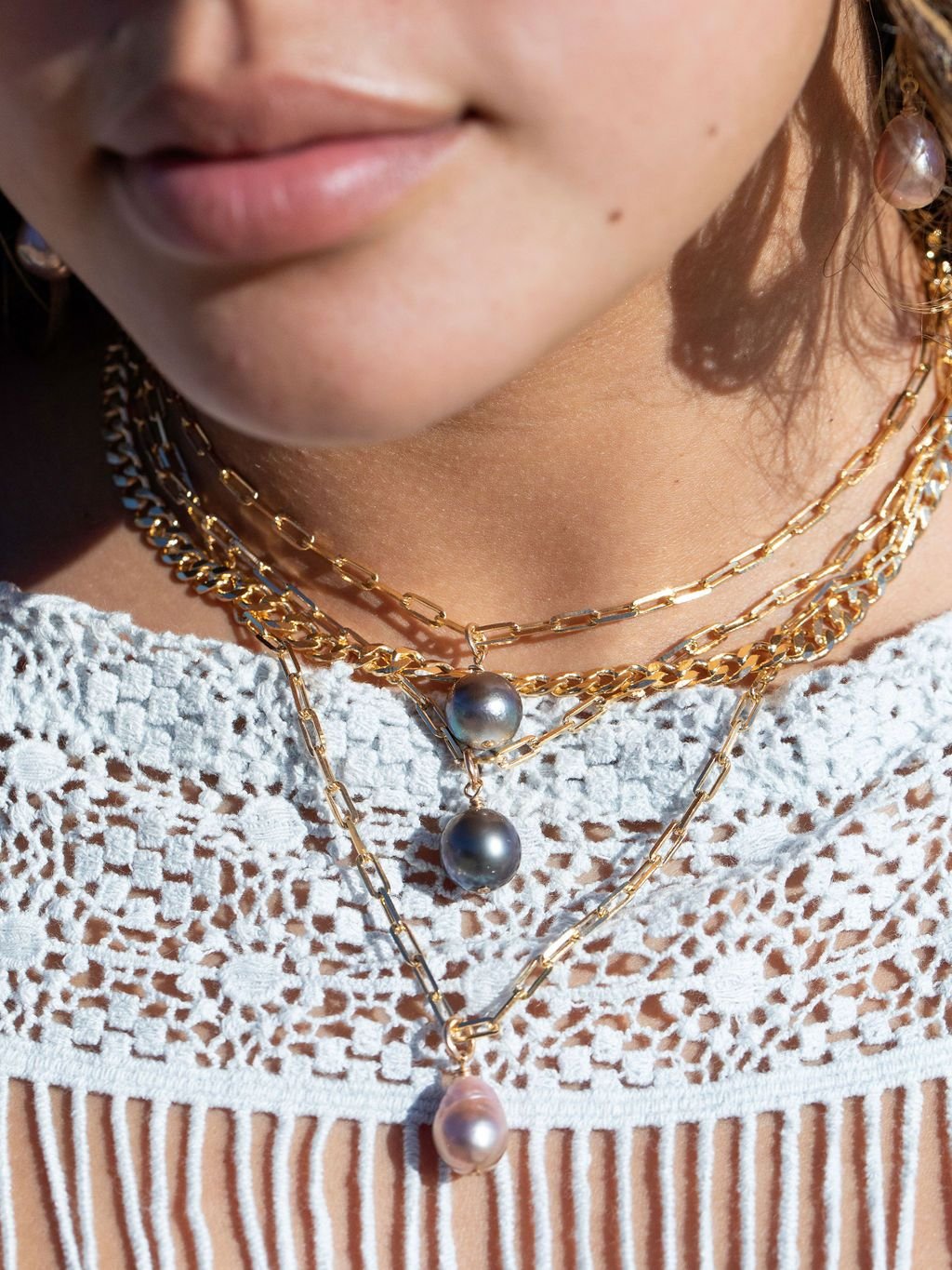 Gold Necklace - Tahitian Pearl Necklace - Moani - ke aloha jewelry