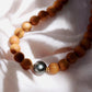 Gold Necklace - Tahitian Pearl Sandalwood Bead Necklace - Roselani - ke aloha jewelry