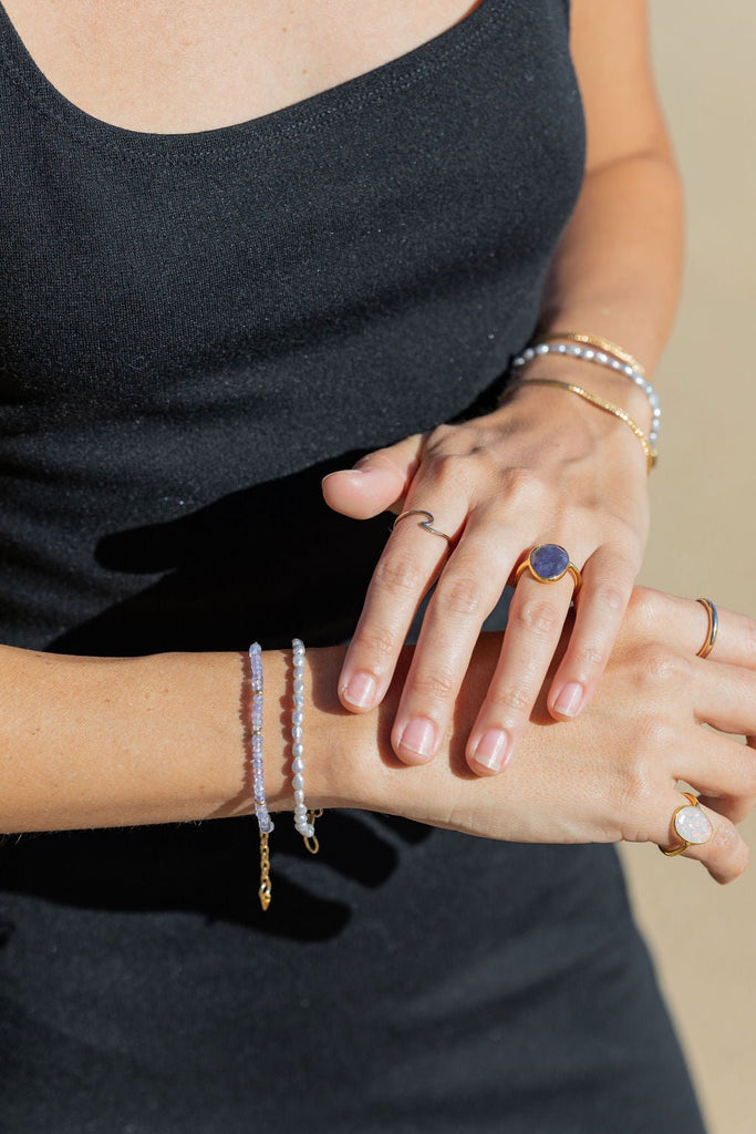 Bracelets - Tanzanite & Gold Chain Bracelet - Ke'ala - ke aloha jewelry