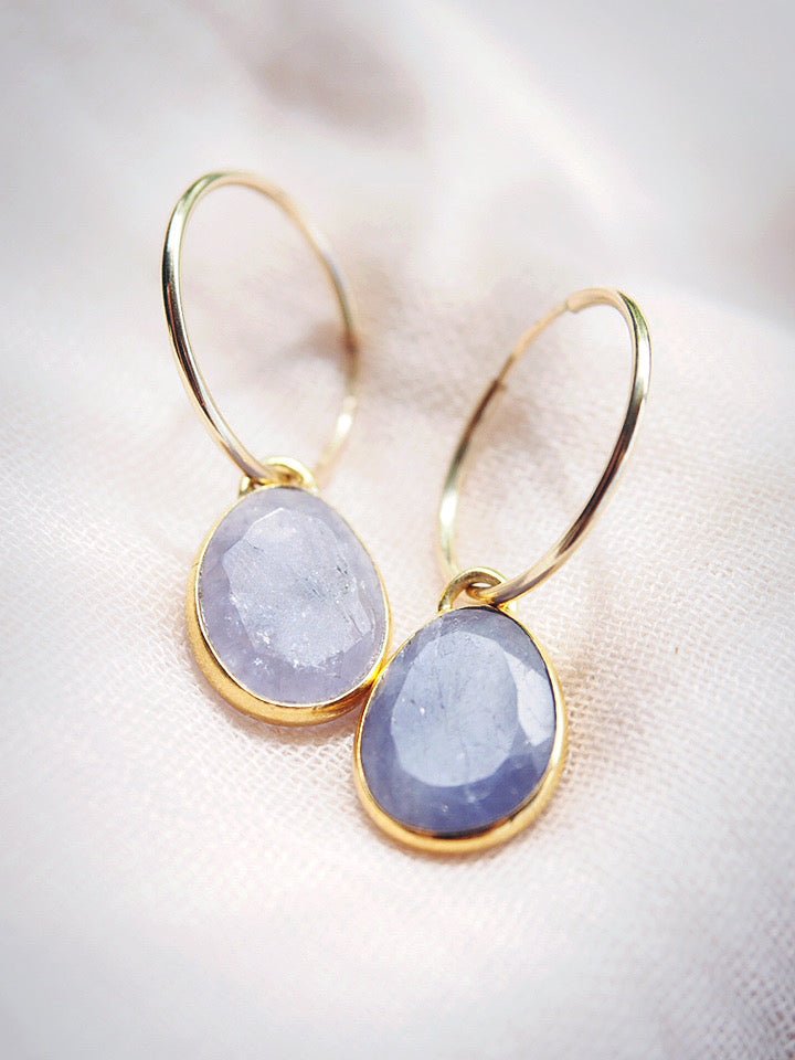 Earrings - Tanzanite Hoop Earrings - Kila - ke aloha jewelry
