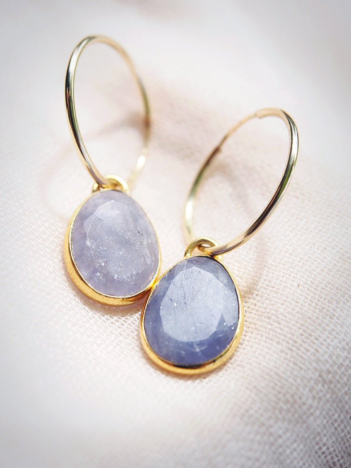 Earrings - Tanzanite Hoop Earrings - Kila - ke aloha jewelry