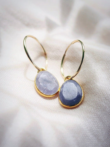 Earrings - Tanzanite Hoop Earrings - Kila - ke aloha jewelry
