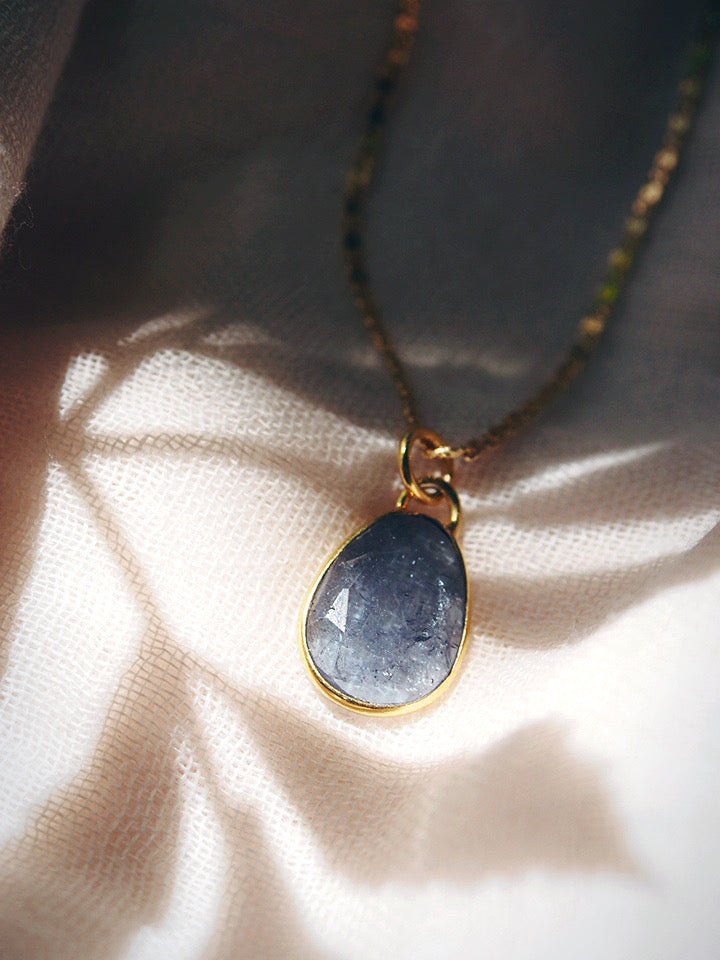 Gold Necklace - Tanzanite Pendant Necklace - Maka'alohi - ke aloha jewelry