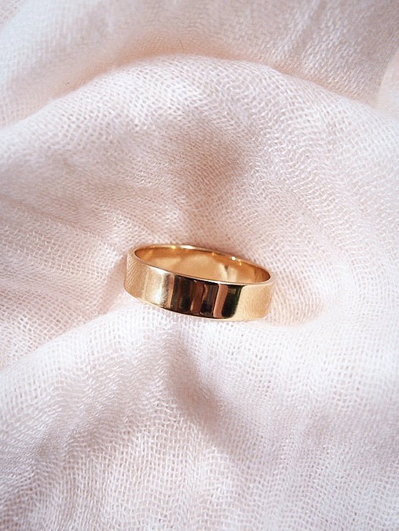 Rings - Thick Gold Flat Band Ring - Haloa - ke aloha jewelry
