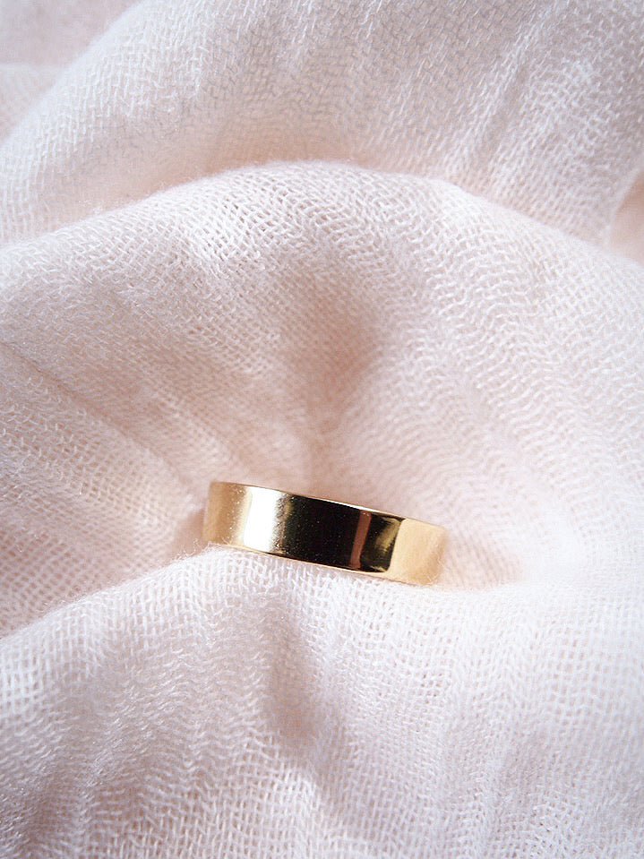 Rings - Thick Gold Flat Band Ring - Haloa - ke aloha jewelry