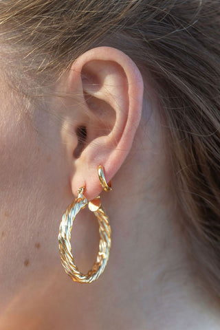 Earrings - Tiny 18kt Gold Filled Huggie Hoop Earrings - Auili'i - ke aloha jewelry