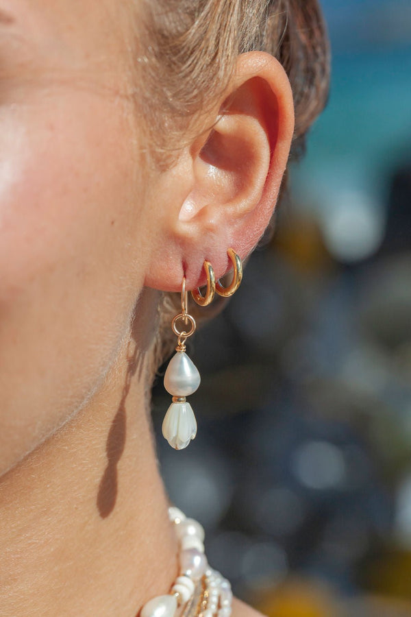 Earrings - Tiny Gold Huggie Hoop Earrings - Auili'i - ke aloha jewelry