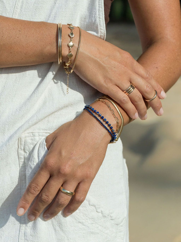 Gold Bracelet - Tiny Lapis Lazuli Bracelet - ke aloha jewelry