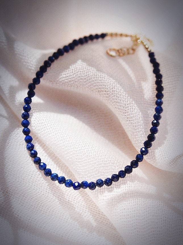 Gold Bracelet - Tiny Lapis Lazuli Bracelet - ke aloha jewelry