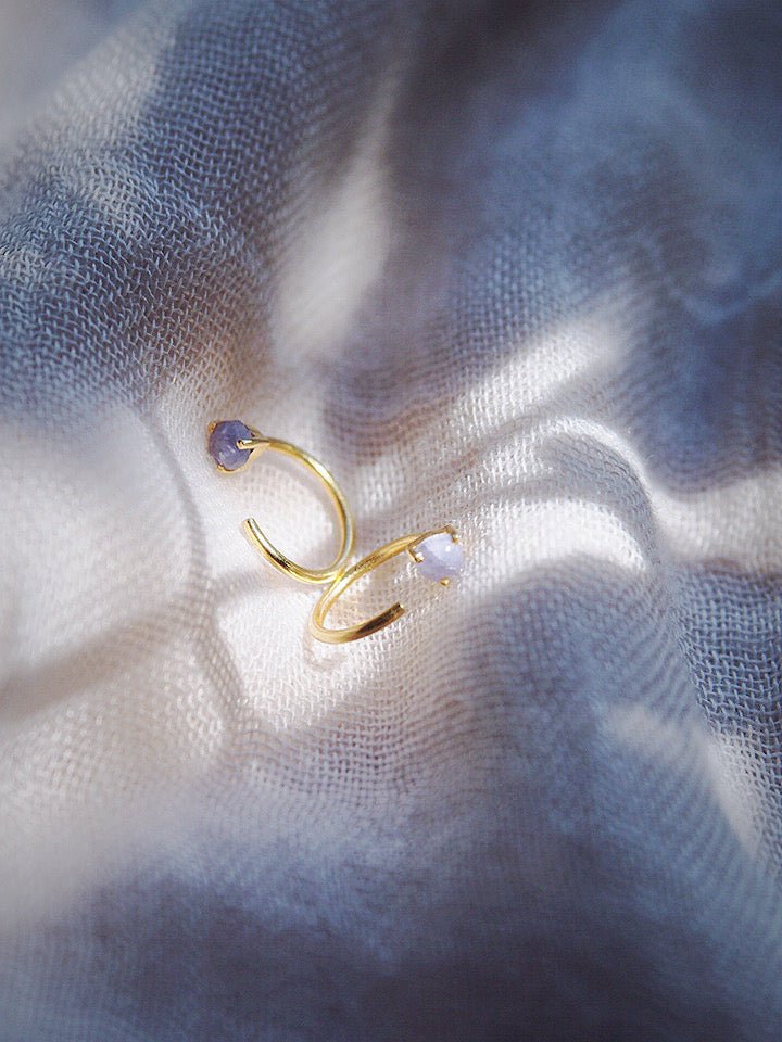 Earrings - Tiny Open Tanzanite Hoop Earrings - Maka'alohi - ke aloha jewelry