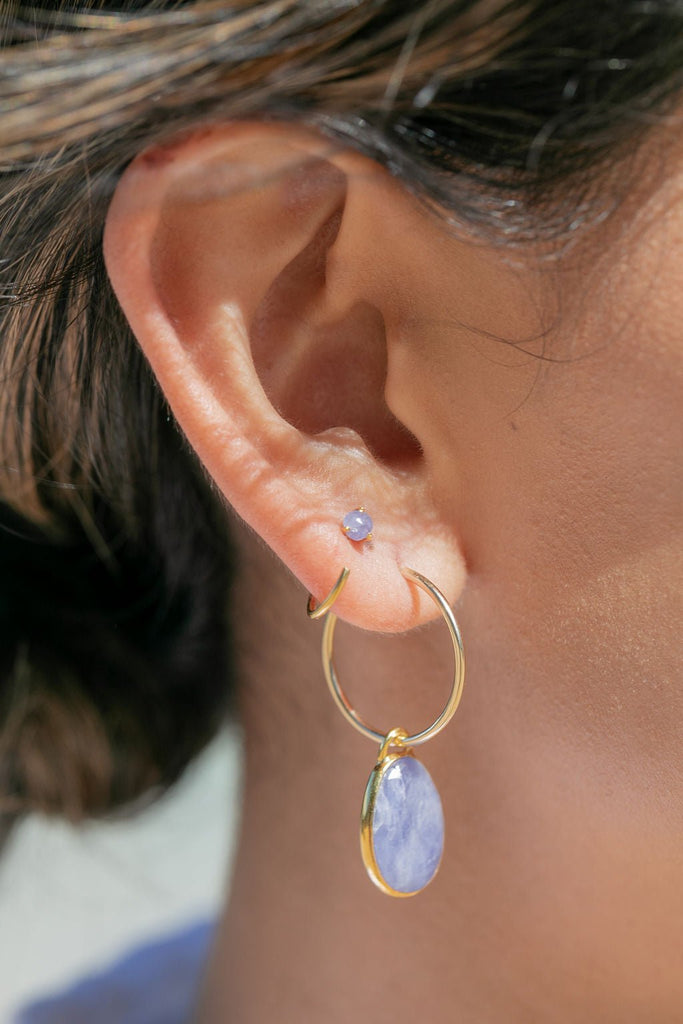 Earrings - Tiny Open Tanzanite Hoop Earrings - Maka'alohi - ke aloha jewelry