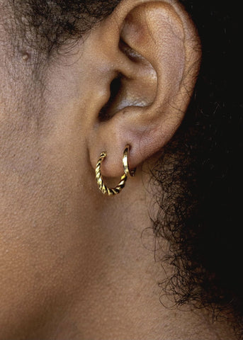 Earrings - Tiny Squared Vermeil Huggie Hoop Earrings - Kai - ke aloha jewelry