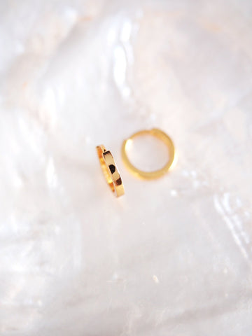 Earrings - Tiny Squared Vermeil Huggie Hoop Earrings - Kai - Ke Aloha Jewelry