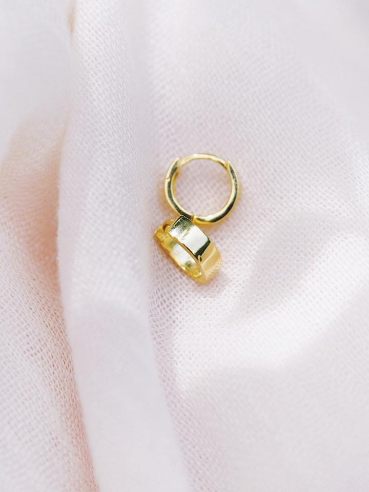 Earrings - Tiny Thick Squared Vermeil Huggie Hoop Earrings - Hanaaloha - ke aloha jewelry